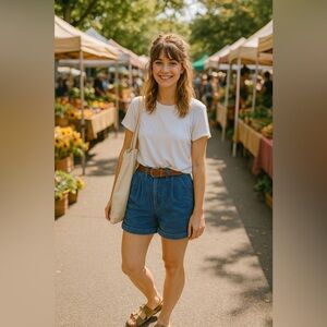 Vintage Hunters Run High Waist Blue Corduroy Bermuda Shorts